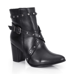 Boot  Julia Black Pirâmide Leather - B3002BLACK